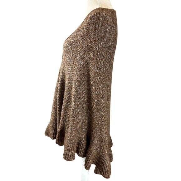 Cabi Poncho Shawl Women's ONE SIZE Cape Heather Brown Ruffle Hem Flowy - Picture 3 of 11